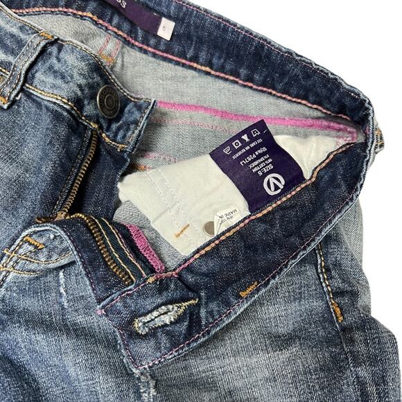 Vigoss Jeans Distressed Bootcut Medium Wash Blue Stretch Denim Women's Juniors 5 - Picture 9 of 13